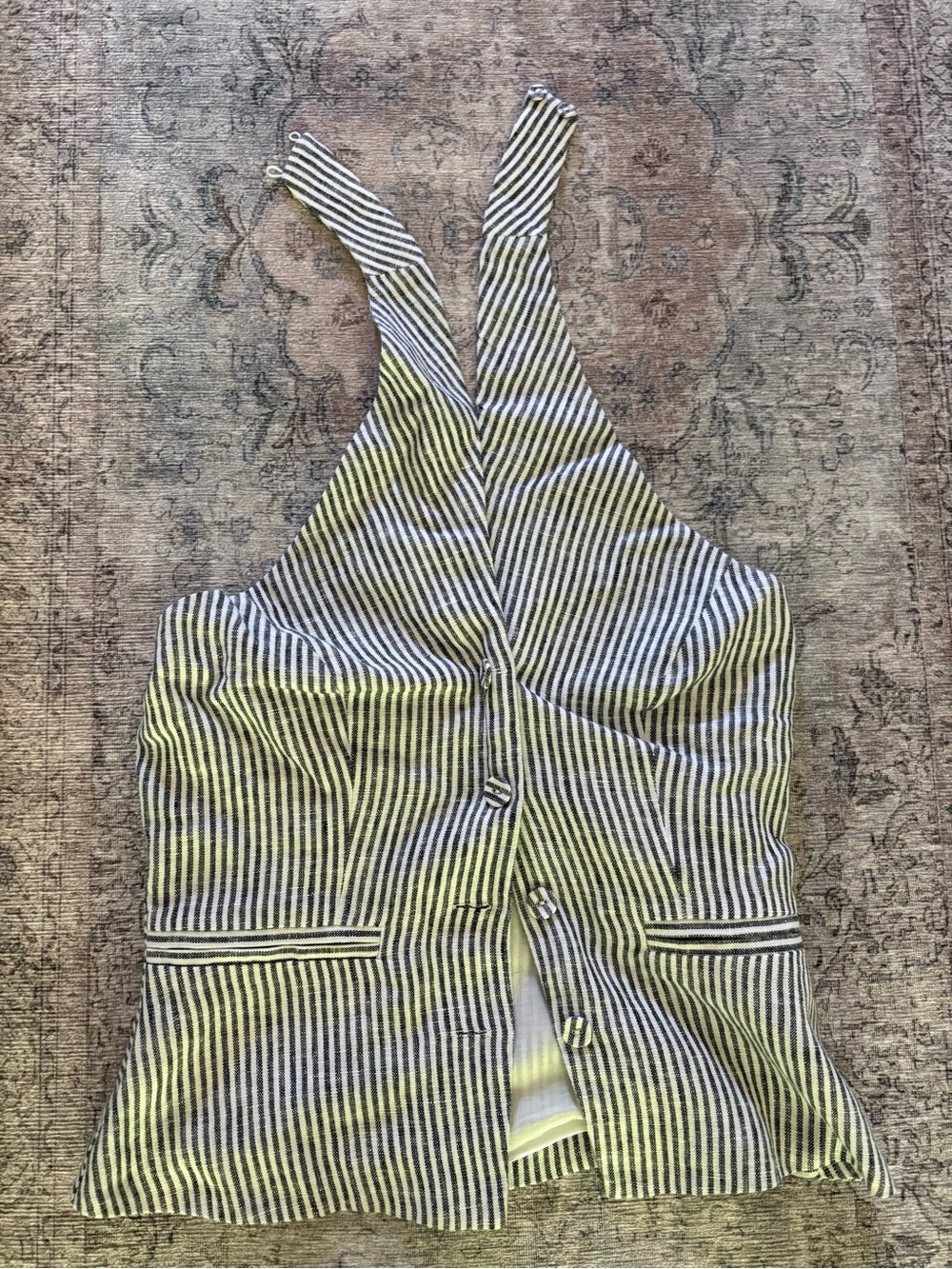 Reformation Tate Linen Top (Striped Black and White)